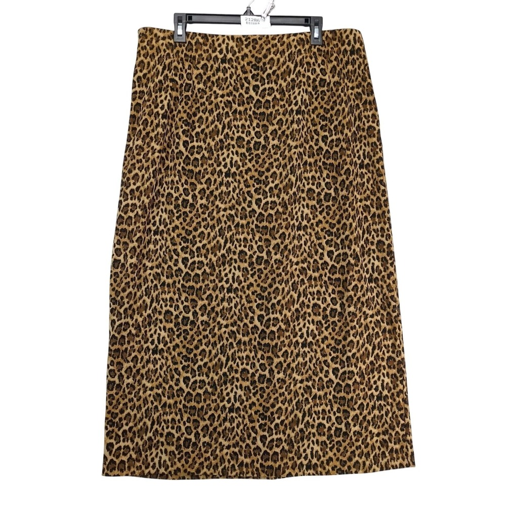 Vintage Briggs Newβ York Leopard Maxi Skirt 36" Waist Back Slit Animal Print Y2K